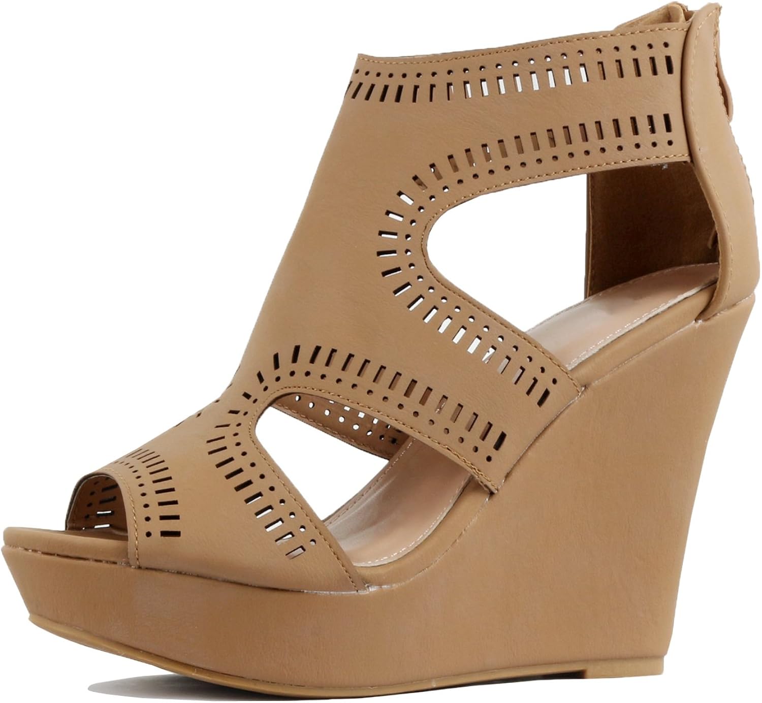 chunky heel plain open toe side zipper casual platform boots