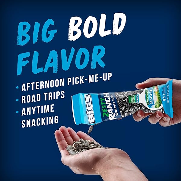 BIGS SUNFLOWER SEEDS SLAMMER, HIDDEN VALLEY ZESTY RANCH FLAVOR, 2.75 OZ.