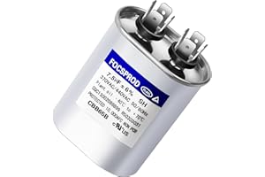 FOCSPROD 7.5 uF MFD ±6% 370V/440V CBB65 AC Capacitor, Dual Run Oval Capacitor Replacement, 440 Volt HVAC Capacitor for AC Unit Fan Motor Start or Heat Pump or Condenser Straight Cool