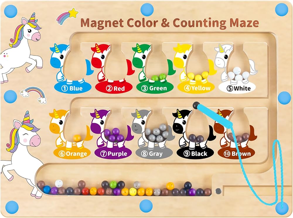 JKGIFTS Montessori Magnetic Color & Number Maze Toy for Ages 2-6
