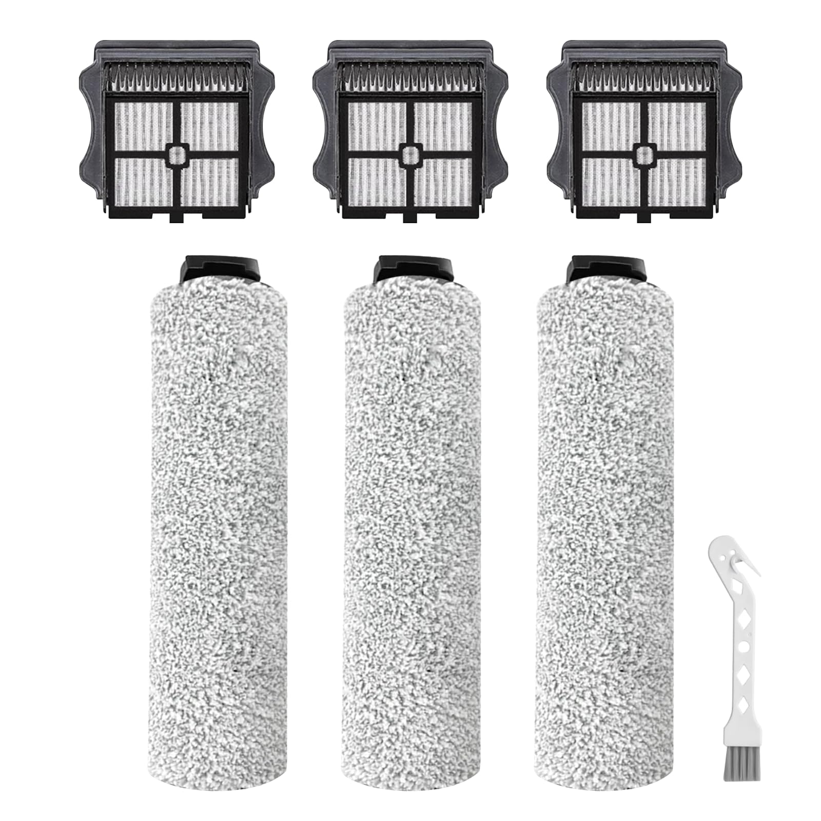 BYOFI iFloor 3 Replacement Brush Rollers and Filters Kit for Tineco iFloor 3/iFloor One S3 Cordless Wet Dry Vacuum Cleaner,Accessories inclue 3 HEPA Filters & 3 Brush Rollers