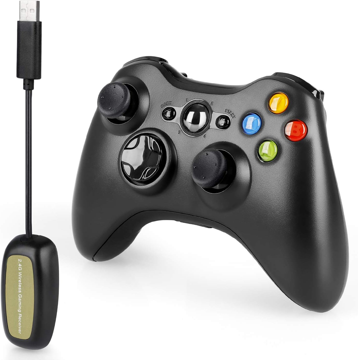Wireless Controller for Xbox 360, Oussirro 2.4GHZ Remote Joystick Gamepad for PC Windows 7,8,10 with Receiver Adapter, No Audio Jack, Black: Electronics