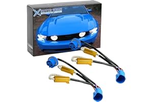 X XOTIC TECH Xotic Tech 2pcs 9007 9004 LED Fog Light Bulbs Load Resistor Anti-Flicker Error Free Wiring Adapter Decorders Plug and Play