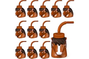 Roshtia 12 Set Farm Animal Cups with Straws and Lids 11 oz Plastic Reusable Animal Themed Cups Cute Sippy Cups for Kids Birthday Farm Theme Party Favor Supplies(Horse)