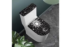 Flashideas Gothic Sun Moon Toilet Lid Cover and Toilet Tank Cover Soft Plush Seat Covers Tank Lip Covers Fits Most Toilet Tanks & Lids Bathroom Decoration Accessories