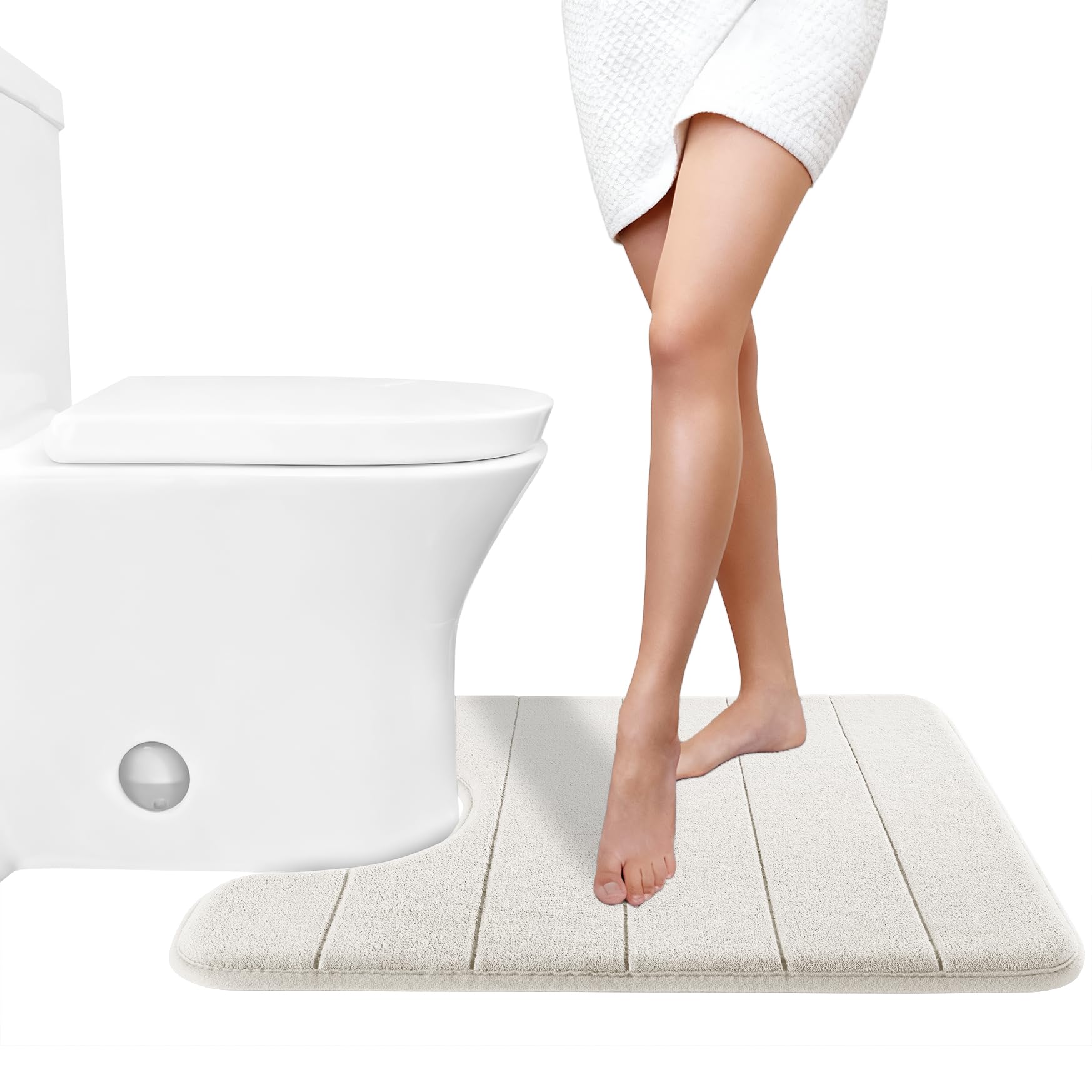 Yimobra Memory Foam Toilet Bath Mat U-Shaped, Commode Contour Rug, Soft ...