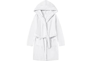 Umeyda Boys Girls Hooded Bathrobe Soft Towel Robe Kids Terry Cloth Spa Robes Sleepwear, 3-12 Years