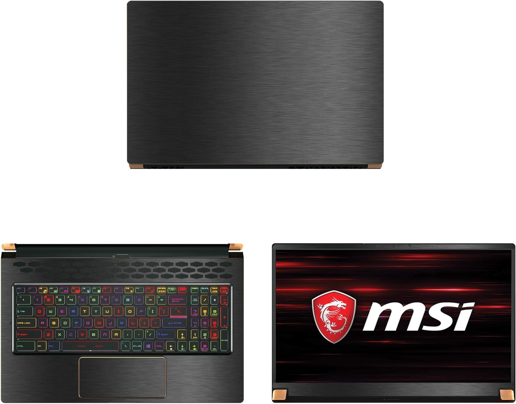 Decalrus - Protective Decal for MSI GS75 Stealth (17.3" Screen) Laptop Dark Grey Texture Brushed Aluminum Skin case Cover wrap BAmsiGS75_17Dark Grey