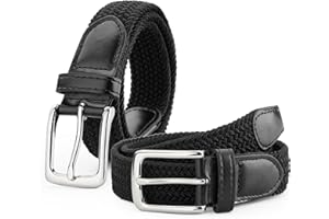 LEACOOLKEY Kids 2 Pack Elastic Braided Belts Stretch Golf Baseball Belts for Boys and Girls Aged 3-12 Years