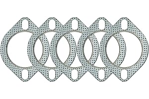 SHINTONES 5 PCS 2.75 Inch 2-Bolt Exhaust Flange Gasket Turbo/Manifold/Header Down/Dump Pipe Flange, High Temperature Graphite for Headers, Catback, Axleback, MLSG High Temp Exhaust Gasket (70mm Wide)