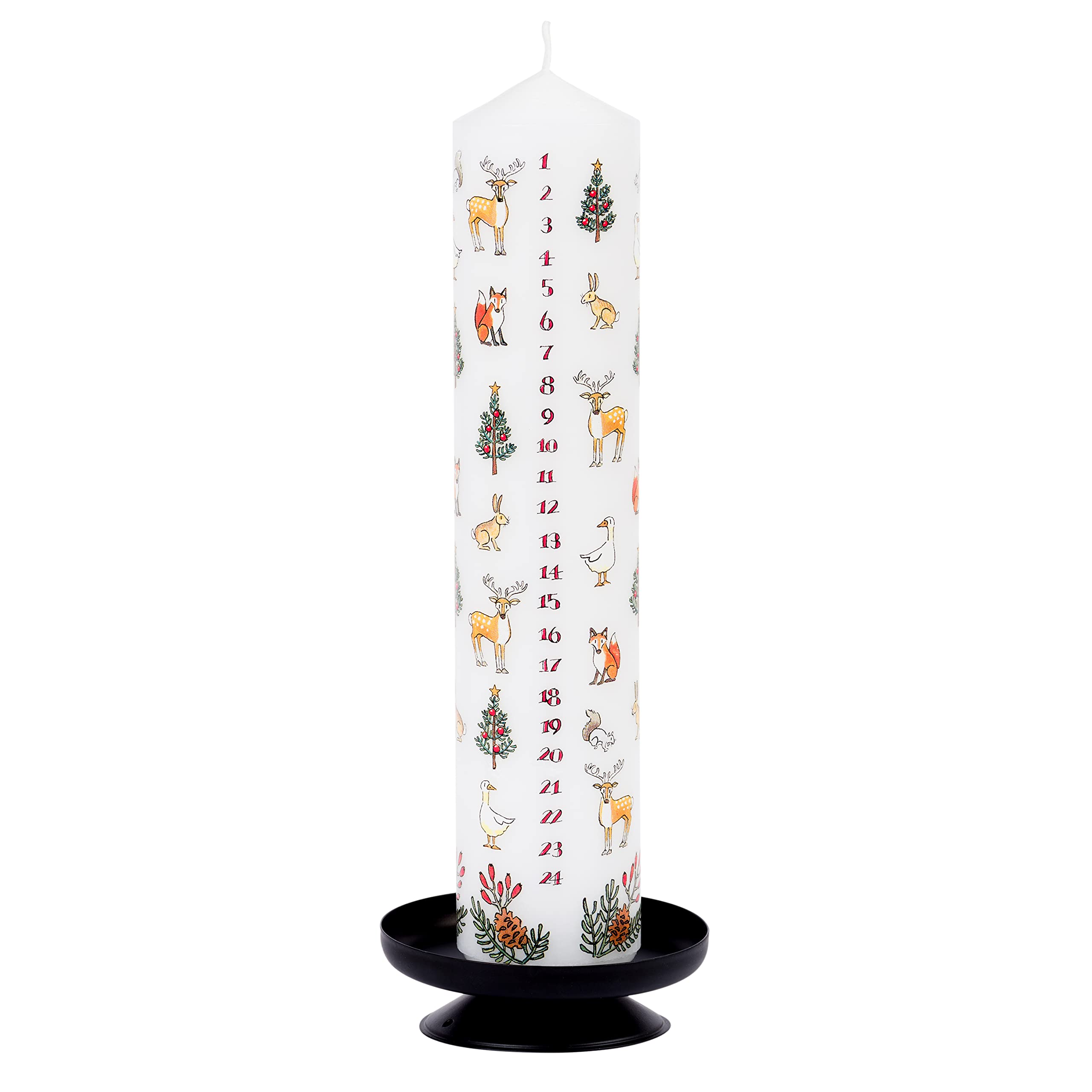 Alison Gardiner Winter Wildlife Wax Christmas Advent Pillar Candle 50 Hours Burn Time 4.5 cm x 25.5 cm