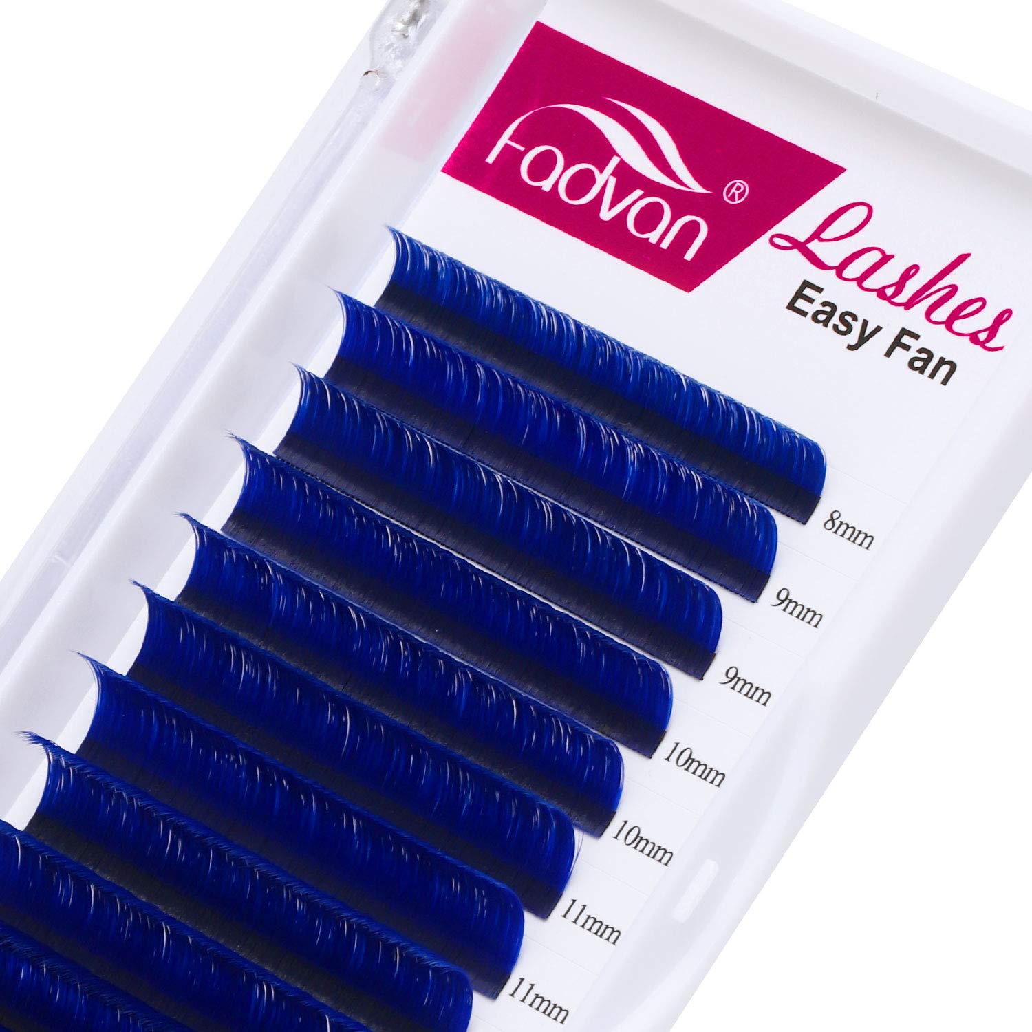 Easy Fan Color Volume Eyelash Extensions Blue 0.07mm C Curl 8-14mm FADVAN Color Lashes Individual Lashes Extensions 3D 4D 5D 6D 8D 10D Russian Self Fanning Volume Eyelash (Blue 0.07-C, 8-14mm)