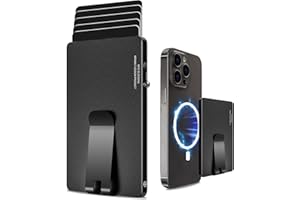 MPVWALT Magnetic Wallet Card Holder for Magsafe Wallet,Ultra-thin Metal Card Holder Compatible with iPhone 15/14/13/12 Series,Minimalist Slim Pop Up Wallet for Magsafe Phone Wallet with Money Clip (Black)