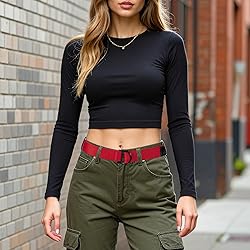 maikun Mens & Womens Canvas Belt with Black D-ring