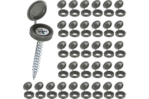 M METERXITY 100-Pack Plastic Hinged Screw Cover Caps, 5mm Shutter Screws with Caps, Fold Snap Washer Covers, Washer Flip Protection Covering M3 M4 M5 Screws Heads [Dark Gray]