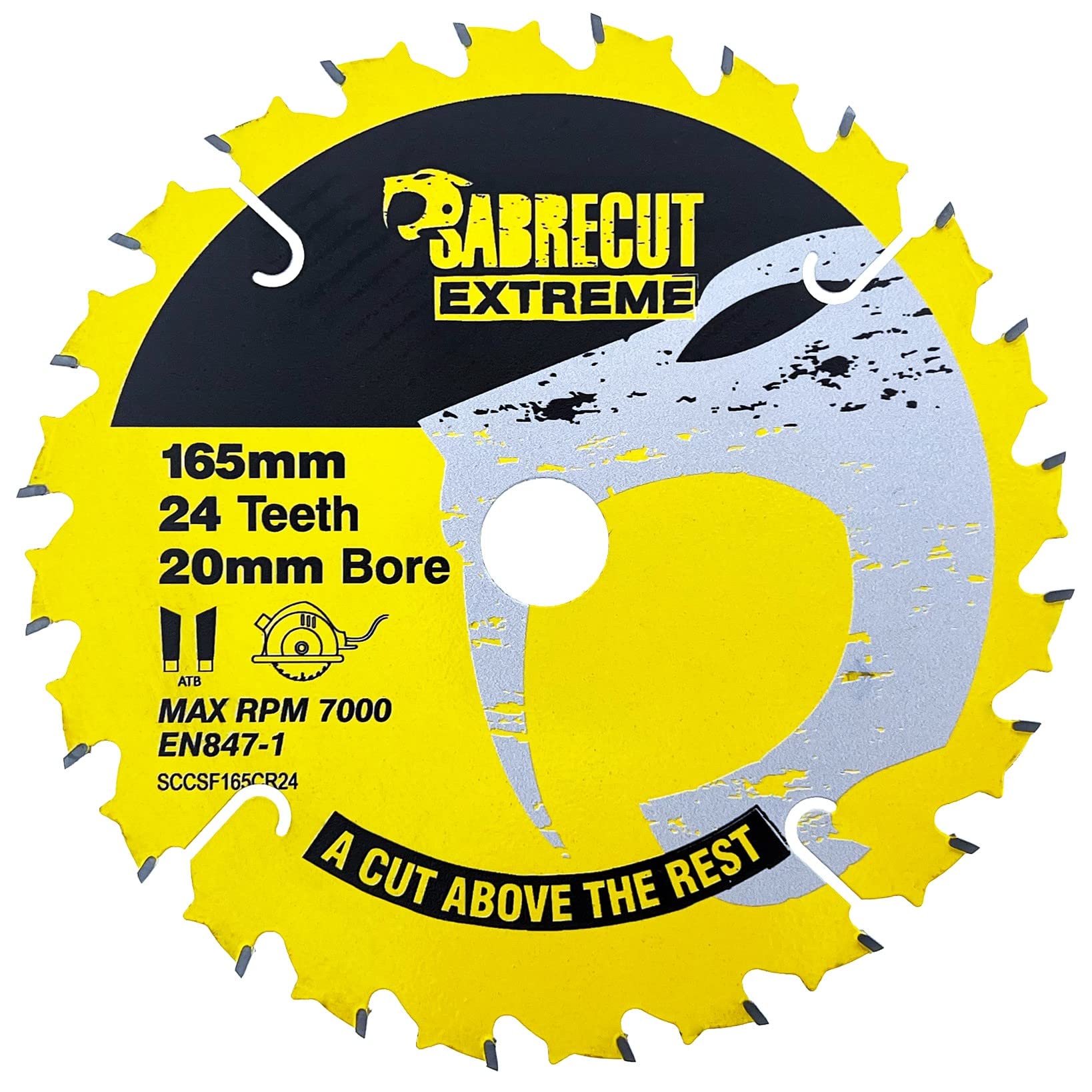 1 x SCCSF165CR24 SabreCut 165mm 24T x 20mm Bore Circular Saw Blade