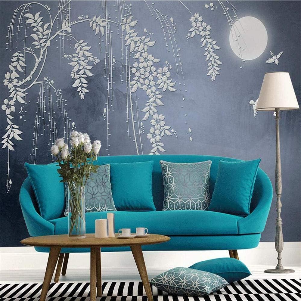 Wallpaper Wall Mural Murals Wallpaper Mural Wall Sticker Custom Wallpaper Chinese Classical Flower Rattan Moonlight Sofa Tv Background Wall Living Room Bedroom 3D Wallpaper-250 * 175cm