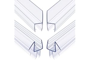 PETOX Frameless Shower Door Seal Set for 3/8 Inch Glass Doors - 2-Pack Bottom Seal and 2-Pack Side – Stop Shower Leaks and Create a Water Barrier (3/8” x 39”)