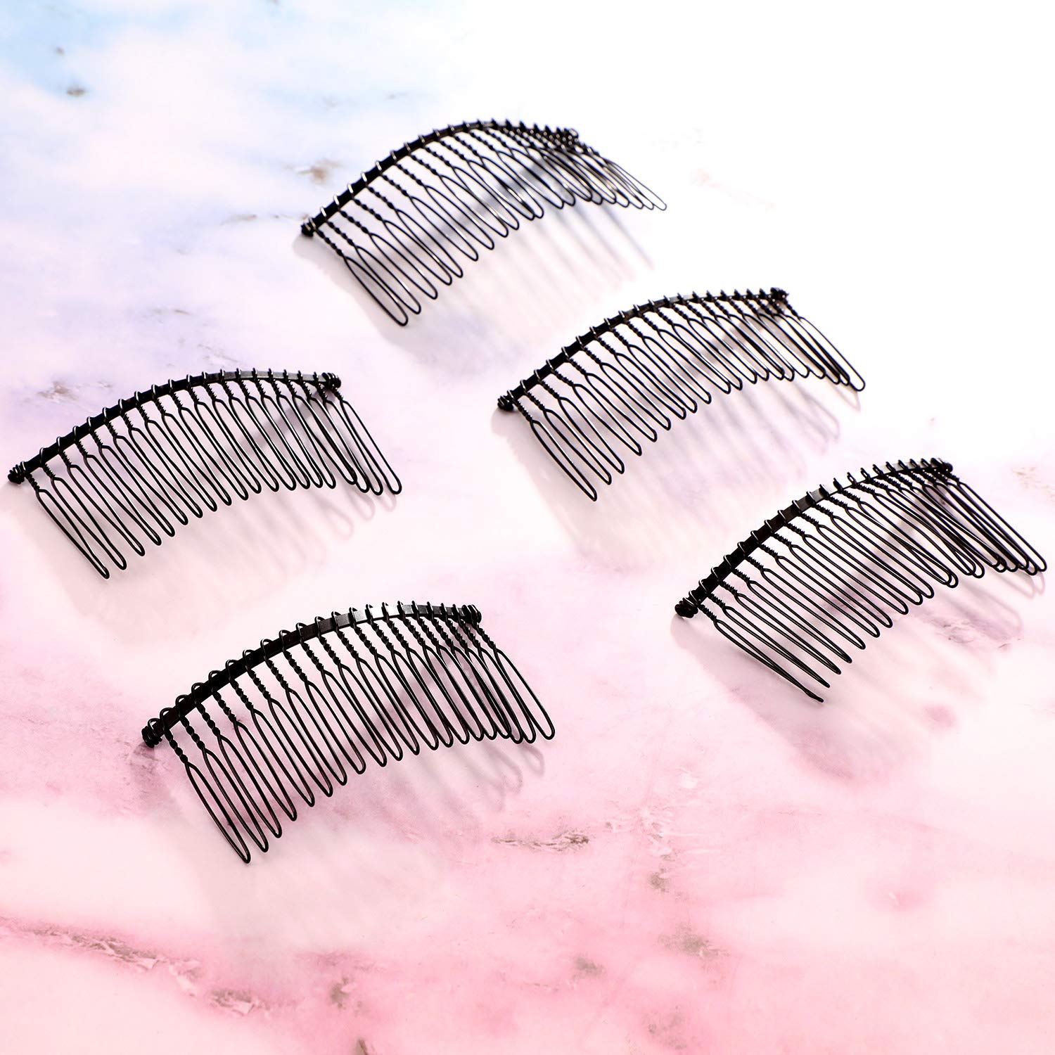 5 Pieces 20 Teeth Hair Clip Combs Metal Wire Hair Combs Wire Twist Bridal Wedding Veil Combs (Black) : Beauty