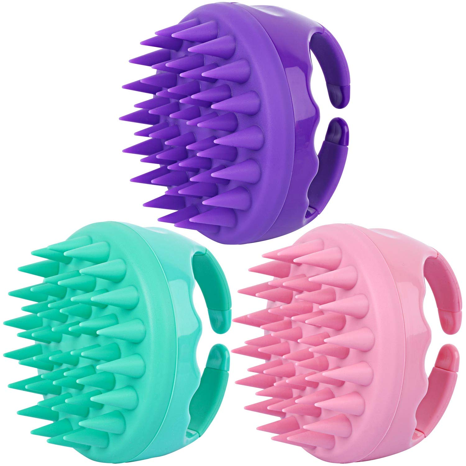Photo 1 of 3 Pcs Silicone Scalp Massager & Shampoo Brush, Handheld Scalp Scrubber Cleansing Brush for Shower
