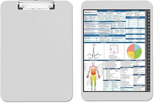 Amazon Com Medical Clipboard With Quick Medical Reference Sheet Flat Clip Clipboard For Nurses Doctors Medical Students Physician Assistants And Nurse Practitioners Office Products