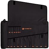 Foxrino Wrench Roll, Wrench Roll Up Pouch, 17-Pocket Heavy Duty Canvas Wrench Organizer Bag for SAE Combination Wrenches, Portable Tool Roll Bag, Gifts for Men for Fathers Day (Black, 17+1 SAE)