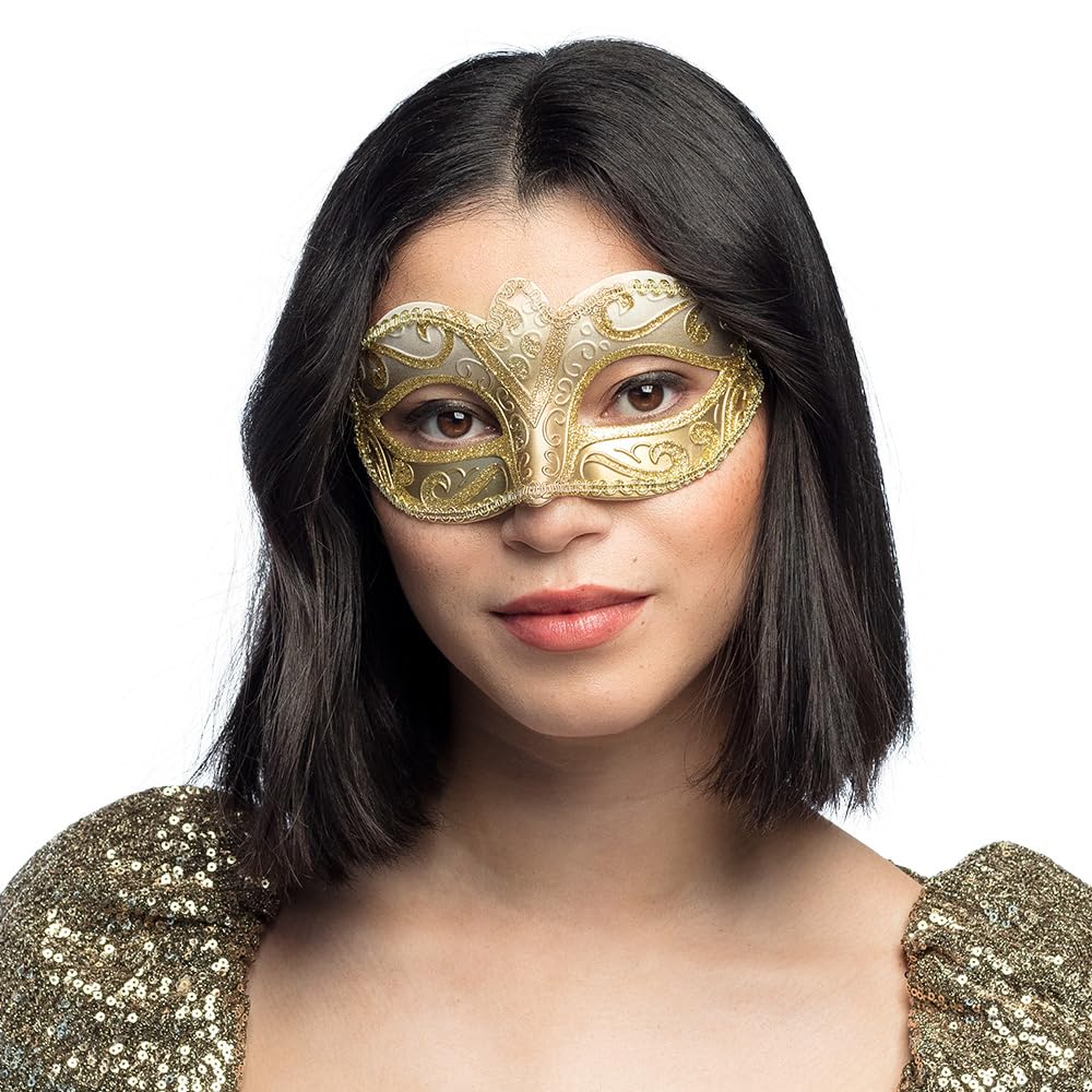 Boland 00338 Venice Felina Eye Mask, Gold, Elegant, Ornaments, Masquerade Ball, Venice, Carnival, Halloween, Fancy Dress, Theme Party, Fancy Dress, Theatre, Accessory