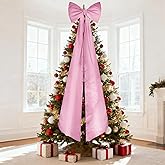 WYTAOHZL 19 x 70 Inches Extra Large Christmas Tree Topper Bow Large Pink Velvet Bows for Christmas Tree Giant Bow for Home Party Holiday