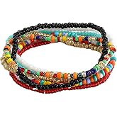 Jumwrit Colorful Beaded Bracelets for Women Bohemian Stackable Stretch Bracelets
