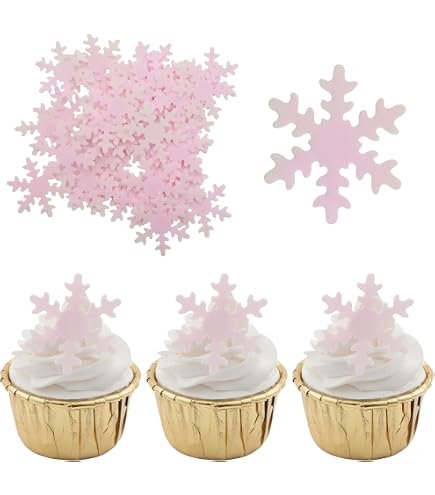 30Pcs Snowflake Glitter Cupcake Toppers - Frozen Winter Theme Cake Decor For Baby Shower, Christmas, Birthday Party Supplies