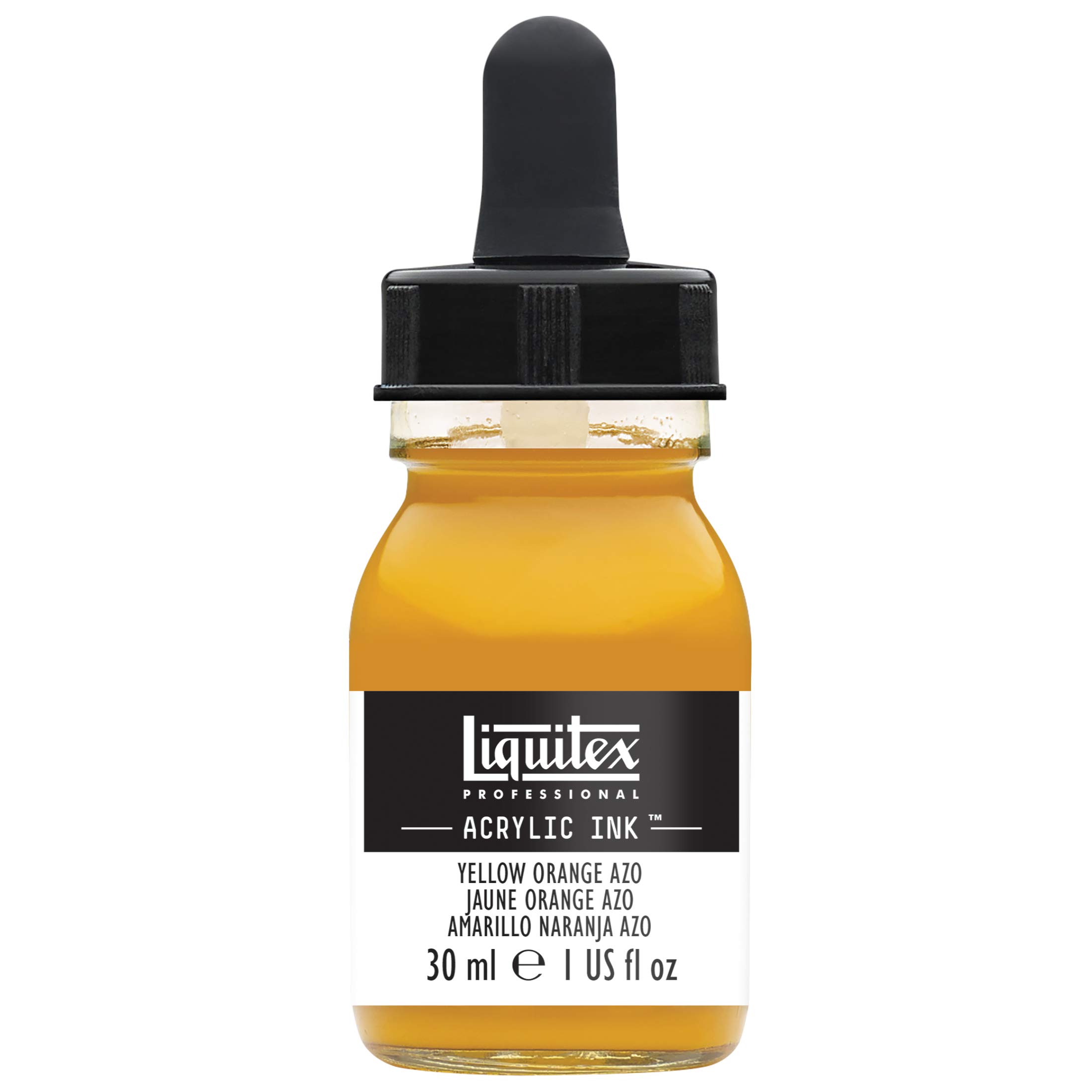 Liquitex 4260414 liquid professional acrylic paints - ink, 30 ml, highly pigmented airbrush paint, yellow orange Azo