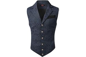 Mens Victorian Suit Vest Steampunk Gothic Waistcoat Paisley Lapel Collar Classic Vests for Cosplay Halloween Party