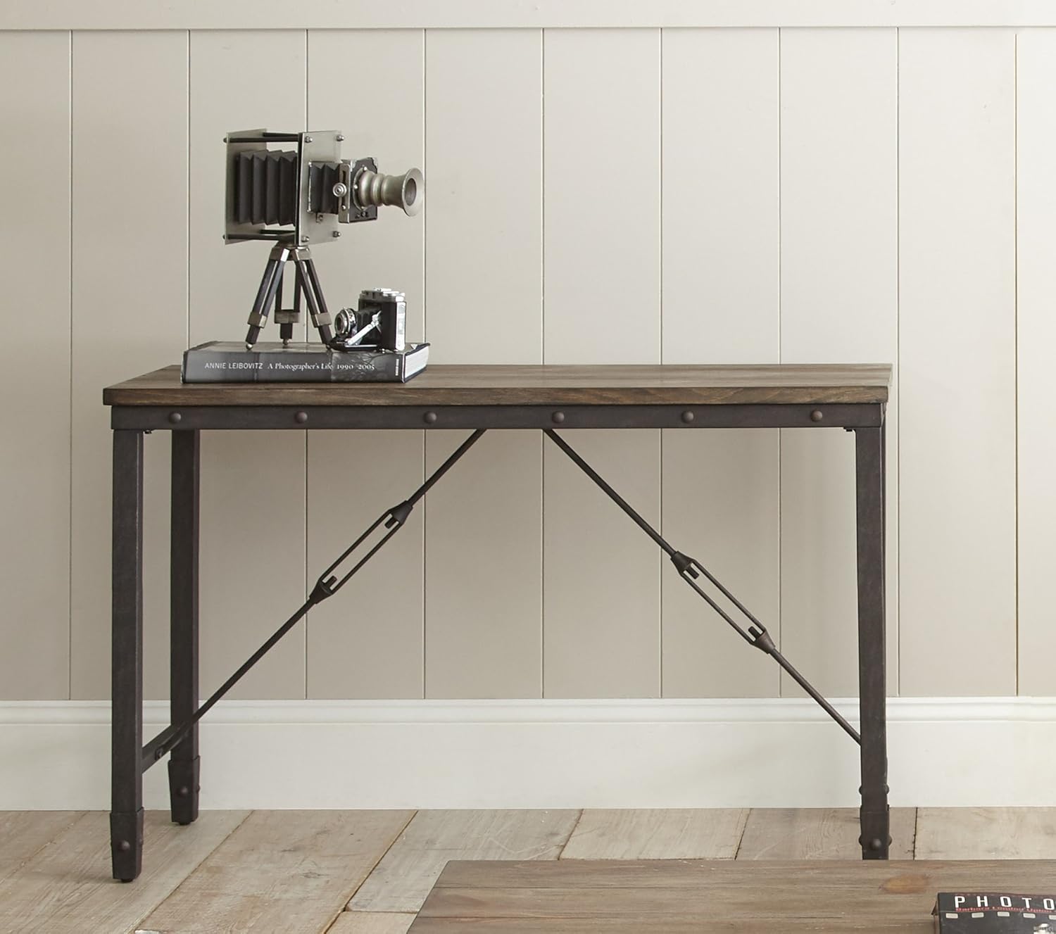 Steve Silver Jersey Industrial Console Table In Antique Tobacco