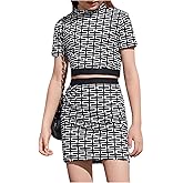 Milumia Girl 2 Piece Graphic Mock Neck Outfit Short Sleeve T Shirt High Waist Skirt Set