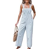 CUPSHE Women's Summer Jumpsuits Striped Wide Leg Overall Casual Straps Button Loose Maxi Rompers with Pockets