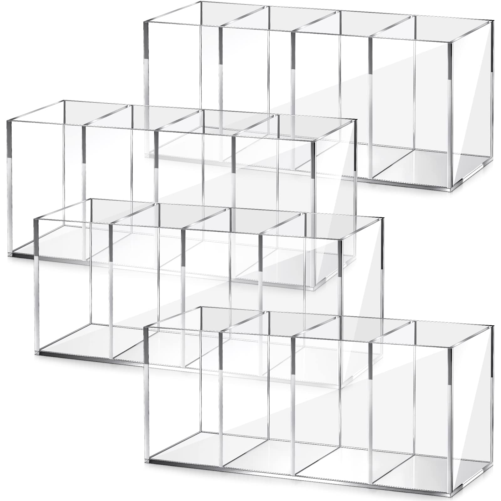 View 1 of *** 20 pcs**Pajean 4 Pack Acrylic Pen Pencil Holder - 4 Compartments Clear Pencil Pen Holder Organizer - Makeup Brush Holder Acrylic Pencil Organizer Cup for Office Home Supplies Desk Accessories