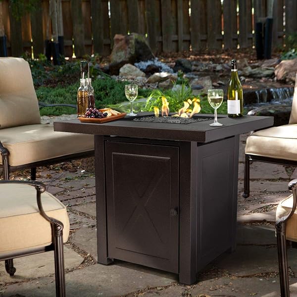 Amazon.com : Barton Propane Gas Fire Pit Table Glass w/Ignition Control  46,000BTU Outdoor Patio Garden Firepit Heater Backyard : Patio, Lawn u0026  Garden