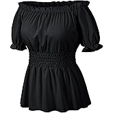 Irtysh Women Renaissance Shirt Pirate Costume Victorian Peasant Steampunk Shirt Halloween Cosplay Costume