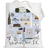 LEVLO Washington Dc Canvas Tote Bag The White House Travel Souvenir Gift Washington Dc Trip Shoulder Bag