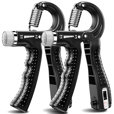 KDG Hand Grip Strengthener 2 Pack(Black) Adjustable Resistance 10-130 lbs Forearm Exerciser，Grip Strength Trainer for Muscle Building and Injury Recovery for Athletes