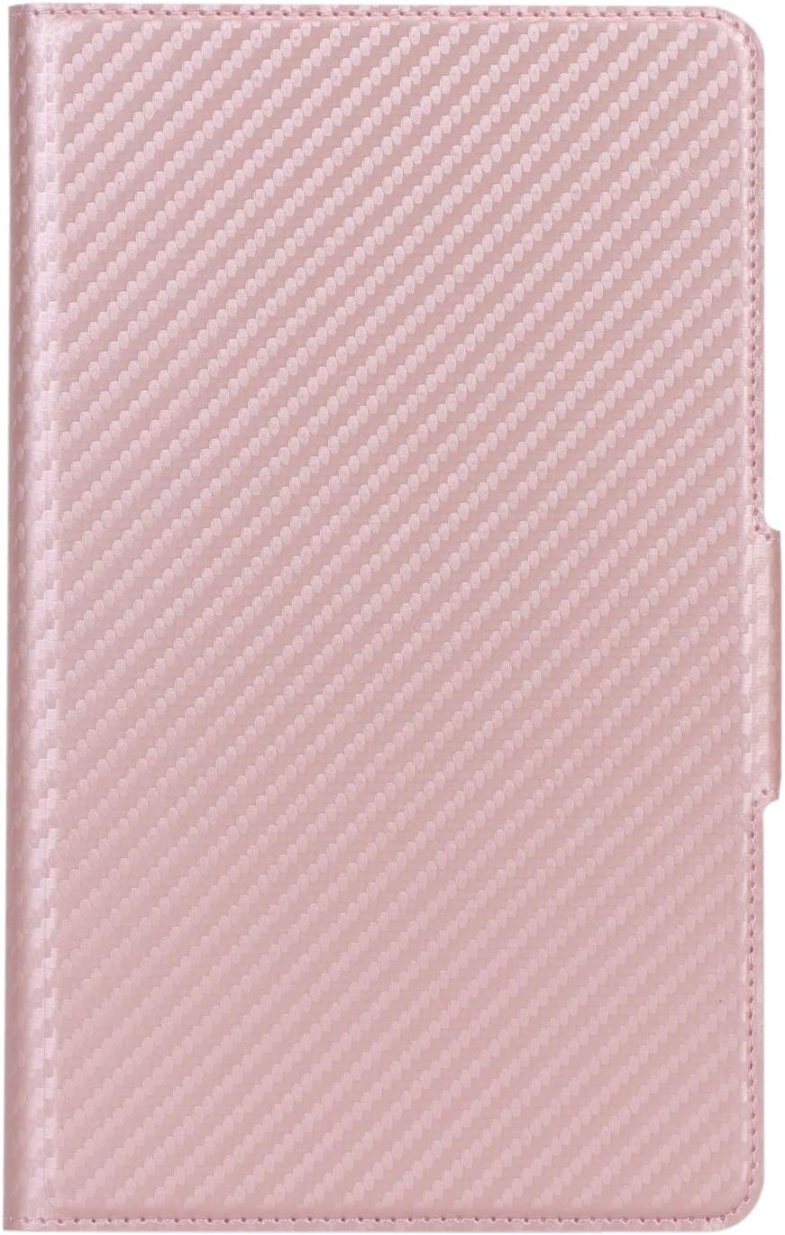 ISIN Premium PU Carbon Fiber Texture Case Stand Cover for Huawei Mediapad T5 8.0 and Honor Pad 5 8.0 JDN2-W09HN JDN2-AL00HN (Don't Fit for T3 8.0) 8.0-inch Android Tablet PC(Rosegold)