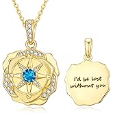 JIYVY32 14K Gold Compass Necklace For Women I'd be lost without you Pendant Necklace Valentine‘s day Mother's day Gift For Women Wife Mom Her
