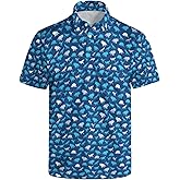 Golf Polo Shirts for Men Funny Print Quick Dry Short Sleeve Performance Golf Shirts Moisture Wicking Polo Shirts