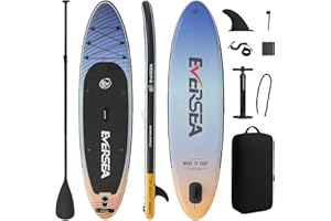 EVERSEA Inflatable Stand-Up Paddle Boards – Available 32"/33"/34" Widths Inflatable Paddle Board with SUP Accessories, Camera Mount, Basic All-Around SUP Board for All Skill Levels, Up to 450lbs