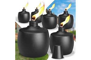 FALBAWR 6-Pack Citronella Tabletop Torches, 21.5 oz Table Top Torches for Outdoor, Metal Oil Burner Candles, Garden Torches with Fiberglass Wick for Yard, Patio, Deck, Garden, Party, Landscape