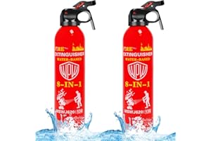 WPW 620ml Large Upgraded 8-in-1 Fire Extinguisher for Home with Wall Mount Portable Fire Extinguisher For Vehicle Car Boat Kitchen Emergency Supplies, Water-Based Solution For A, B, C, K Fire (2 Pack)