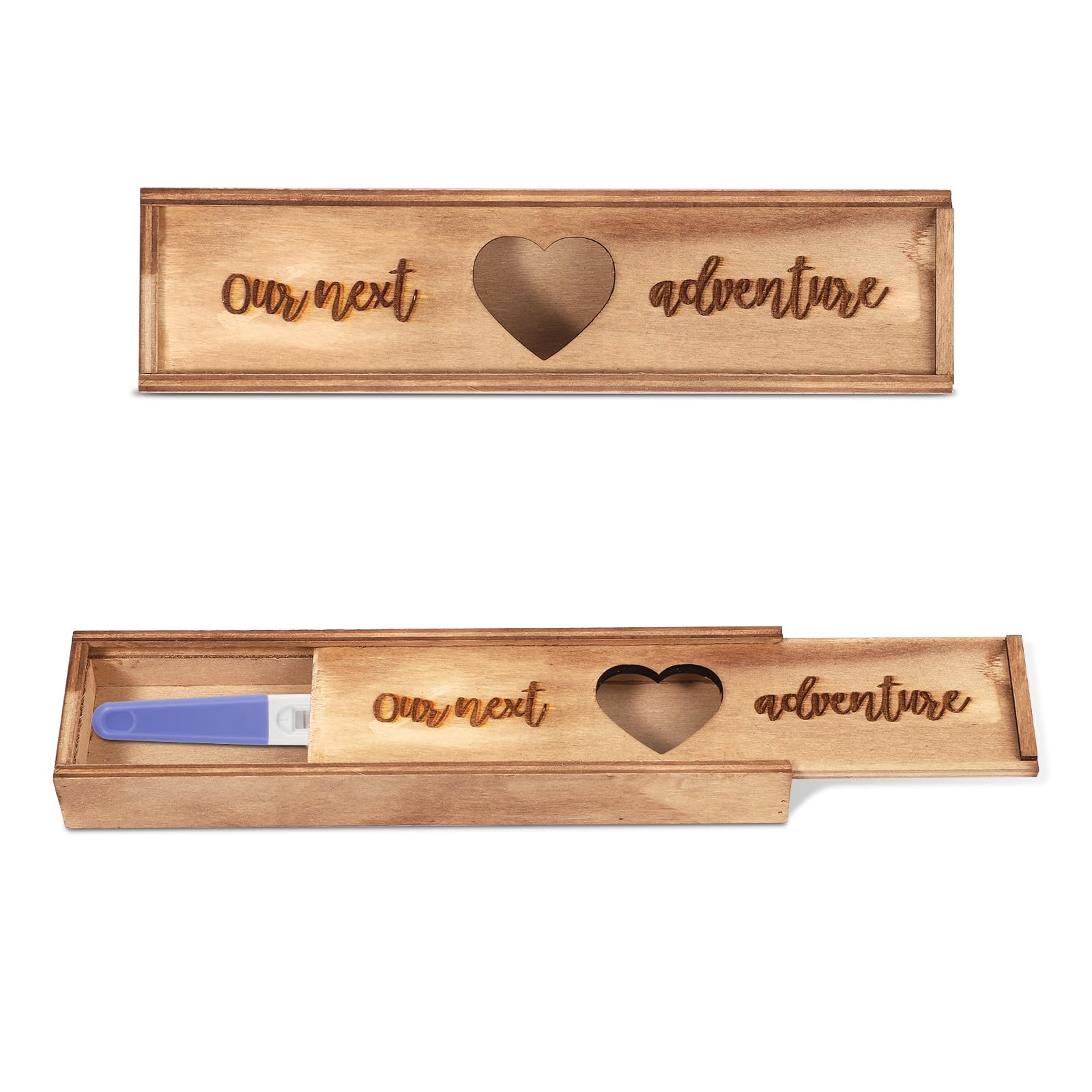 Pregnancy Test Keepsake Box, Surprise Pregnancy Announcement Wooden Box Storage Holder Baby Reveal Souvenir Collection Pregnancy Gift Box for Dad, Family