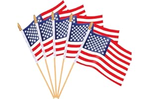AUGSHY Small American Flags on Stick,65 American Flags Hand Held Mini US Flags for American Independence Day,Memorial Day President's Day,Veterans Day (4x6 Inches)