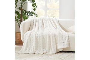 Cozy Bliss Ultra Soft Waffle Throw Blanket for Couch - Lightweight Cozy for Women,Cute Checkered Throws Blanket for Bed and Sofa,Ivory,50x60 Inches