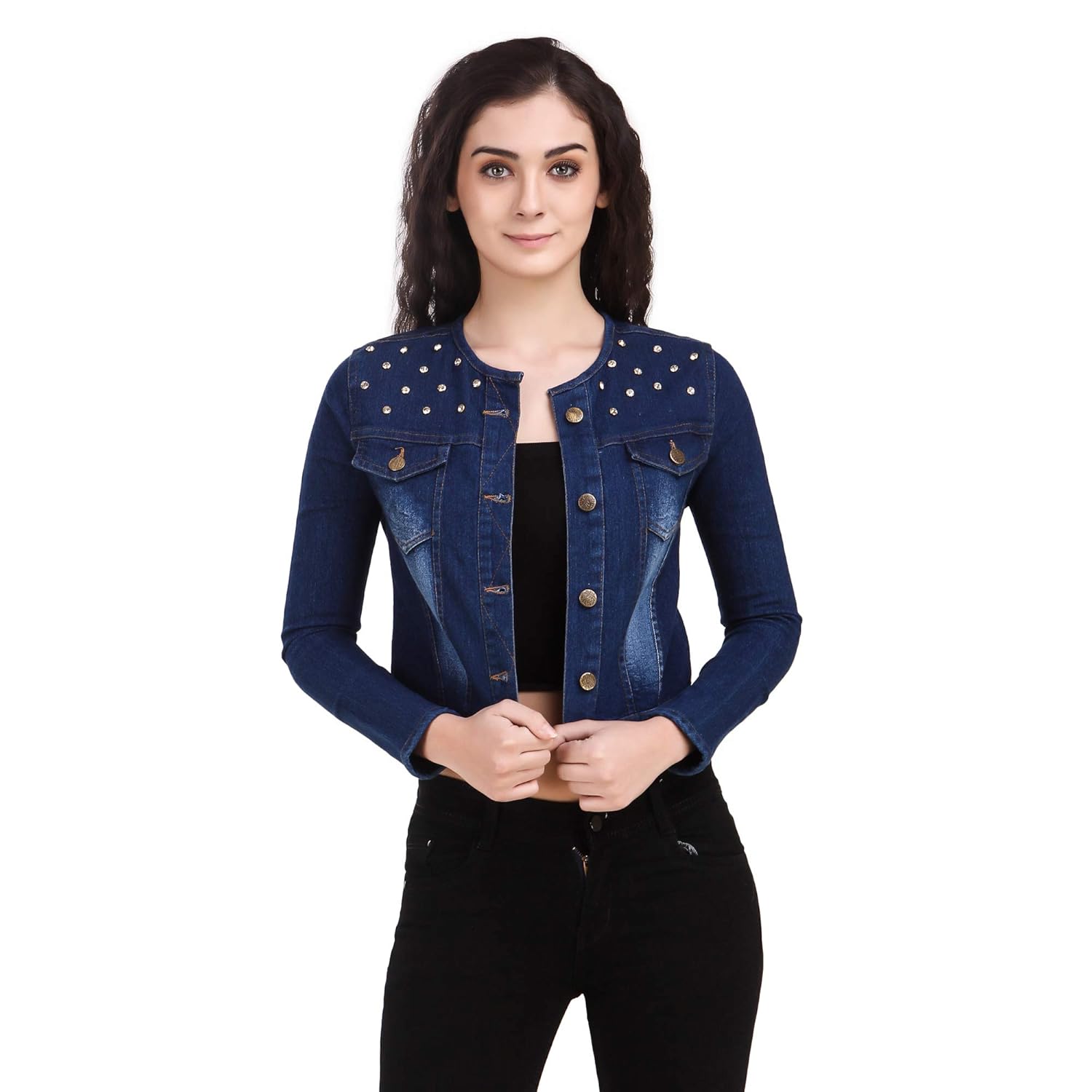 denim jacket without collar womens